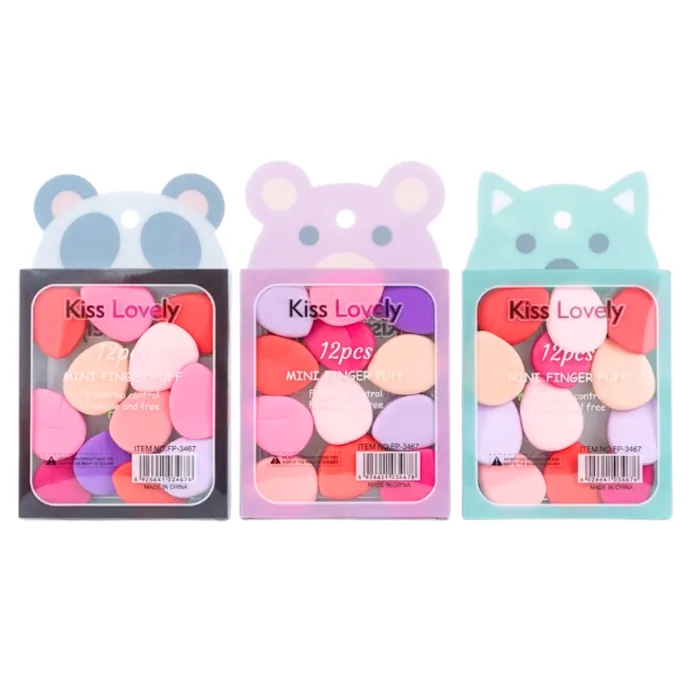 12 Mini Esponjas Puff para Dedos Corrector Base Maquillaje