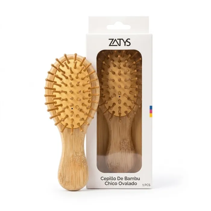 Cepillo de Bambu Chico Ovalado Masajeador Antifrizz