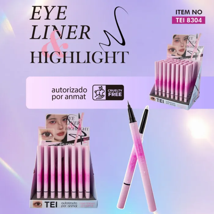 Delineador Negro en Fibra + Iluminador Maquillaje