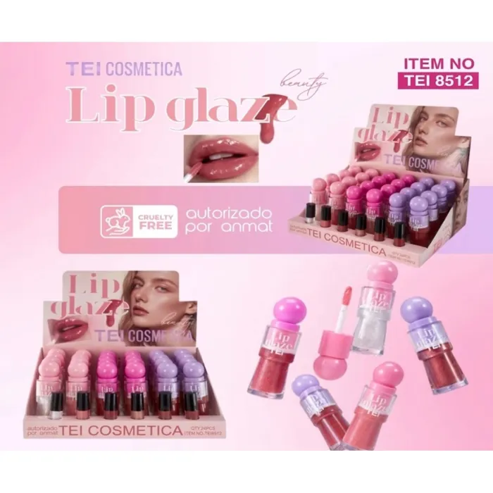 Lip Glaze Cosmestica con Glitter Brillo Intenso