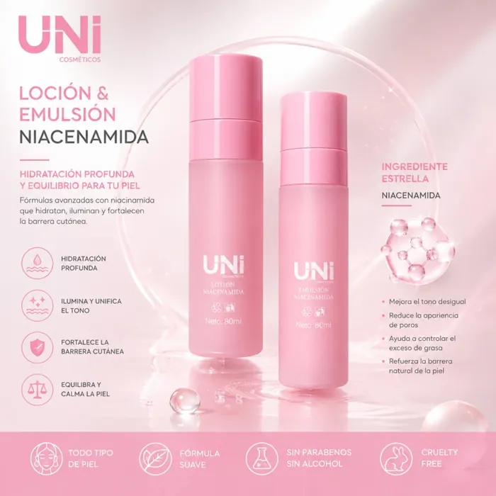 Locion Hidratante Facial 80 ml Niacinamida Uni Cosmeticos