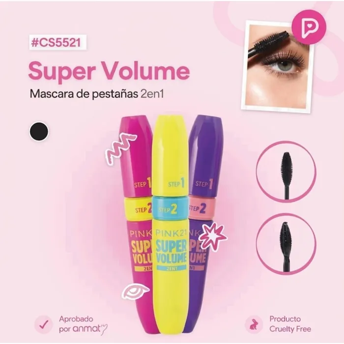 Mascara de Pestañas 2 en 1 Super Volume