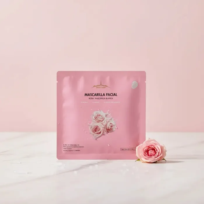 Mascarilla Facial Fibra Vegetal Rosa Hidratante