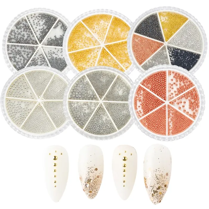 Mini Caviar Strass Decoración Uñas Plateado Dorado Art