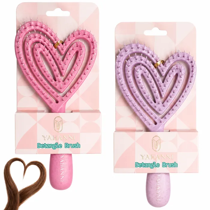 Mini Cepillo Desenredar Cabello Antifrizz Corazon Yafanni