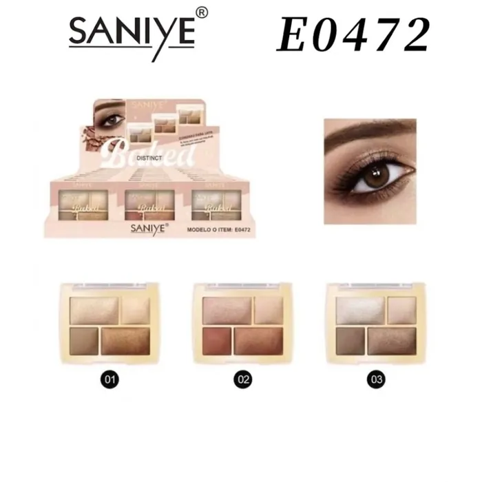 Paleta de Sombras 4 Tonos Baked Matte y Satinados