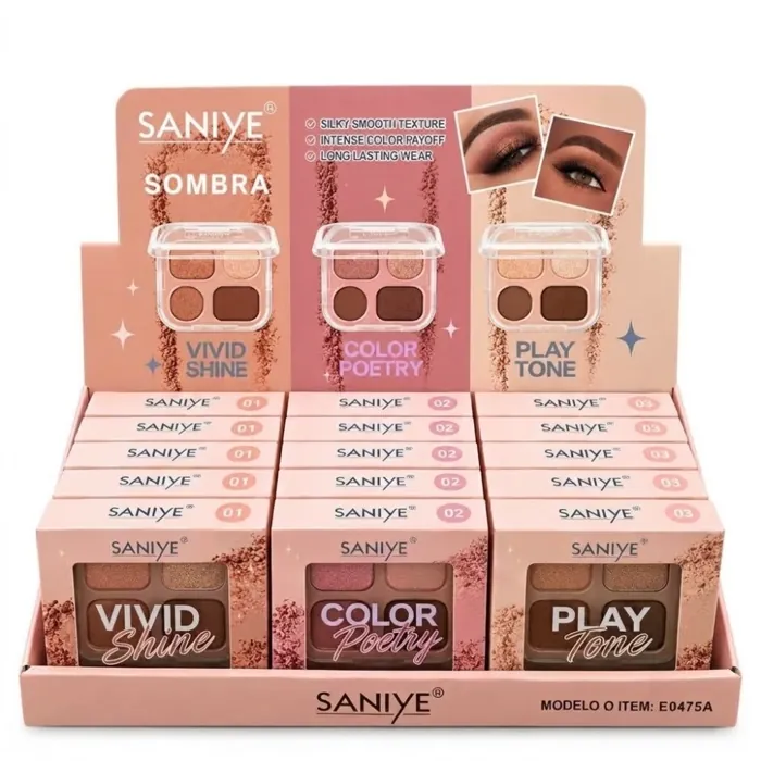 Paleta de Sombras 4 Tonos Larga Duracion Maquillaje