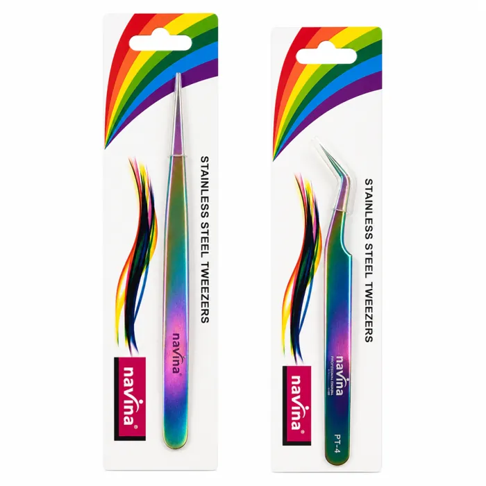 Pinza Curva y Recta para Extensión de Pestañas x1 U