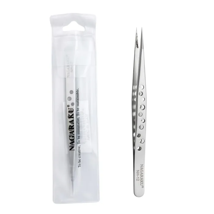 Pinza Recta Plateada para Extensiones de Pestañas