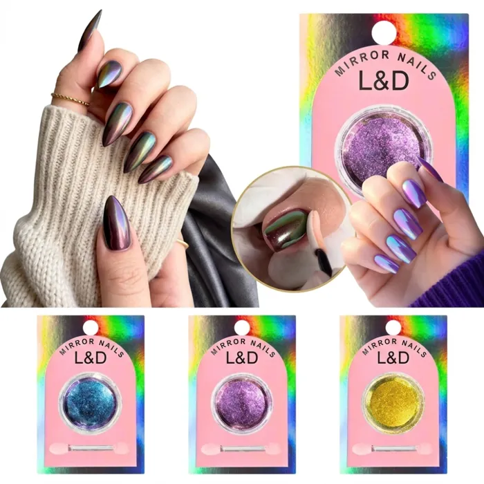 Polvo Holografico Efecto Espejo con Aplicador