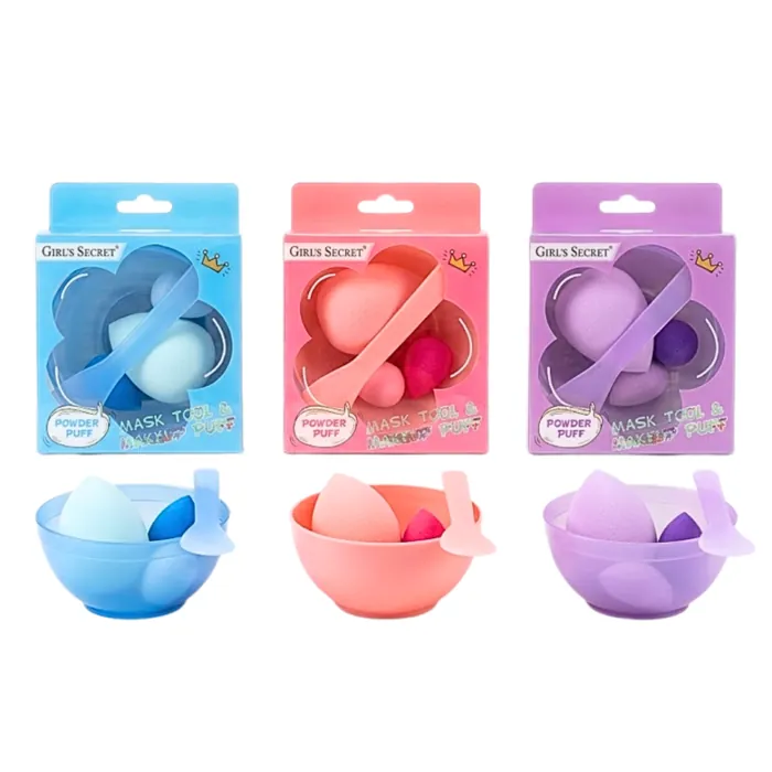 Set Bowl con Espatula + 3 Esponjas Blender para Maquillaje