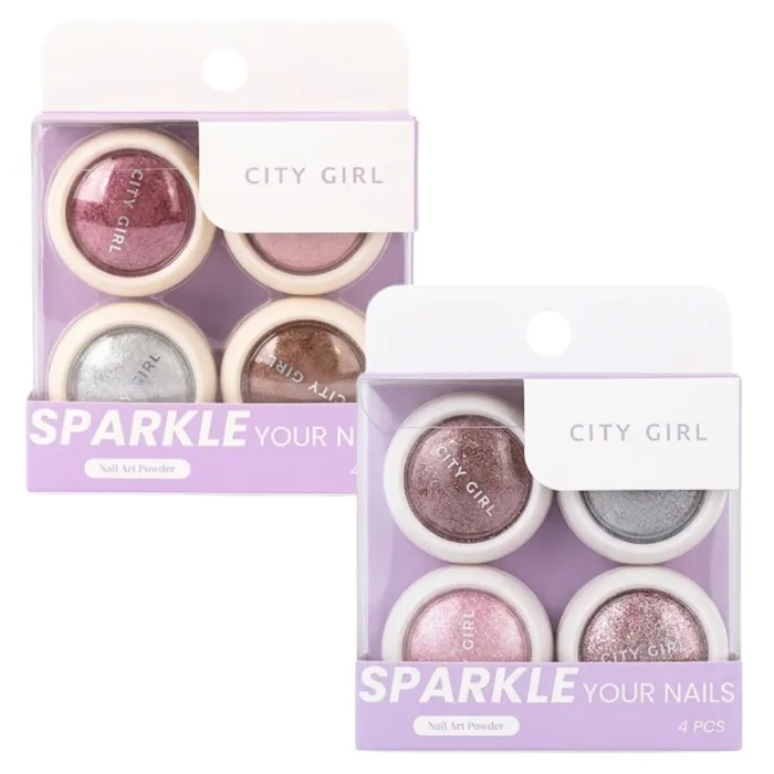 Set de 4 Polvos Espejo y con Glitter Decoración