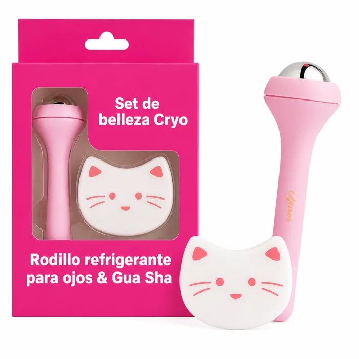 Set de Belleza Cryo Rodillo Refrigerante y Piedra Gua Sha