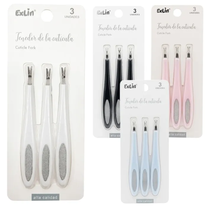 Set x3 Cortador Repujador de Cuticula y Lima 2 en 1