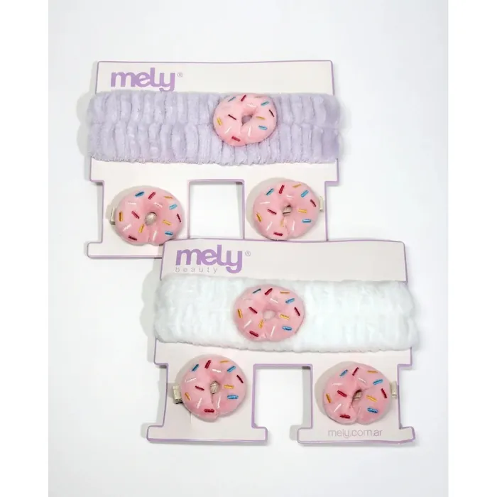 Set x3 Vincha Donas para Maquillaje Terciopelo + Hebillas