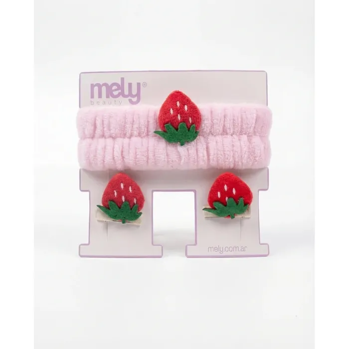 Set x3 Vincha Frutilla para Maquillaje Terciopelo +