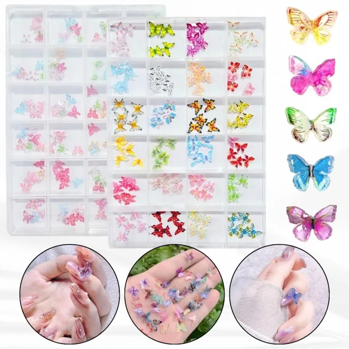 Strass Mariposas 3d Caja de Dijes para Decoración