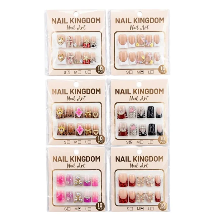 Uñas Postizas Cuadradas 10 pcs con Pegamento Vario Modelos